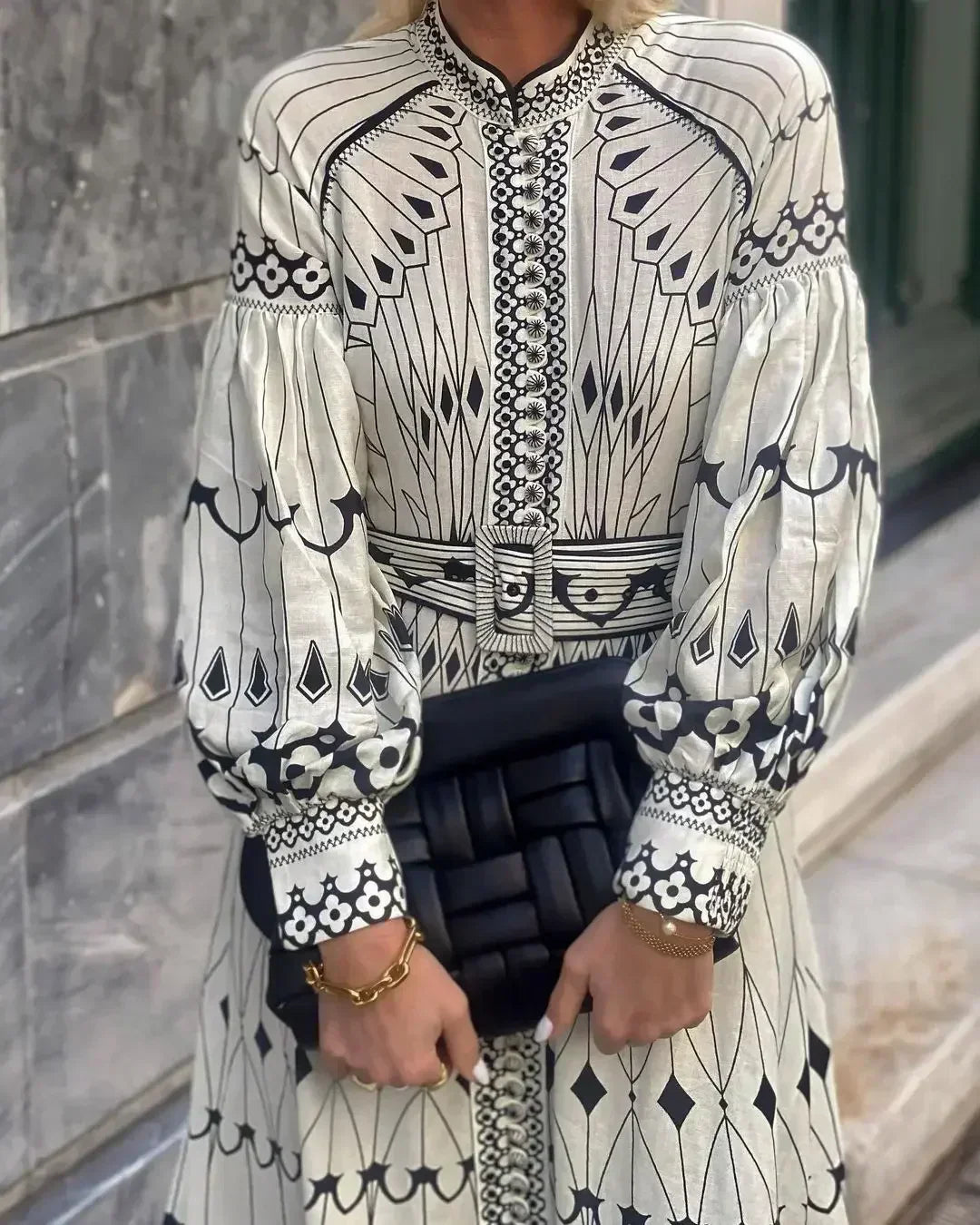 Eulalia - Robe Boho à Col Haut Rétro