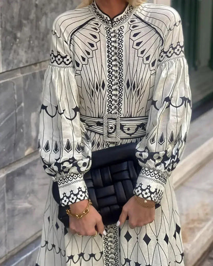 Eulalia - Robe Boho à Col Haut Rétro