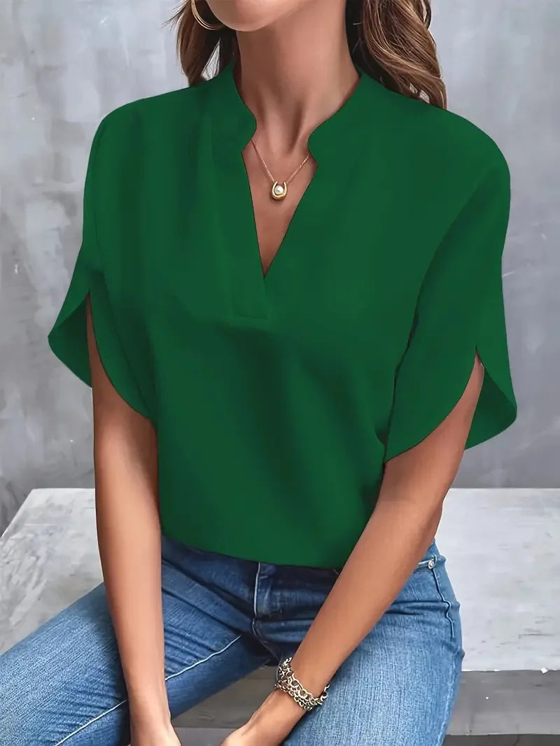 DELIA | BLOUSE SOUPLE ÉLÉGANTE AVEC ENCOLURE EN V