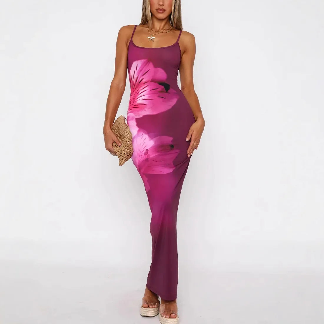 Ione - Robe Maxi Tube Imprimée Chic
