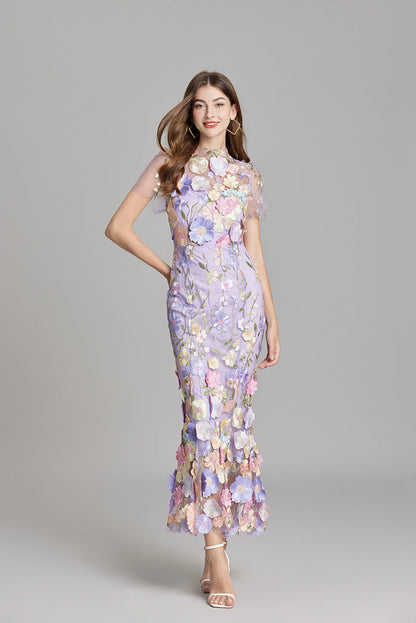 Andrea - Robe maxi transparente avec broderie délicate