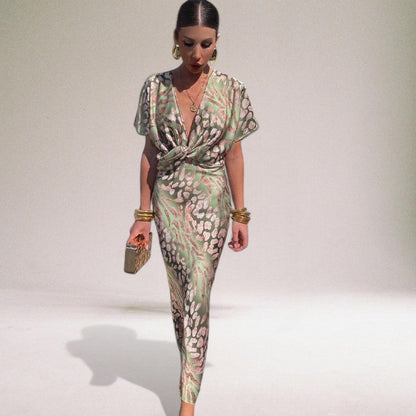 Teodora - Robe Maxi à Décolleté en V Glamour pour Femmes