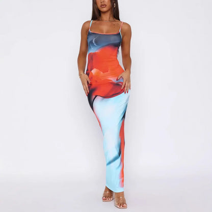 Ione - Robe Maxi Tube Imprimée Chic