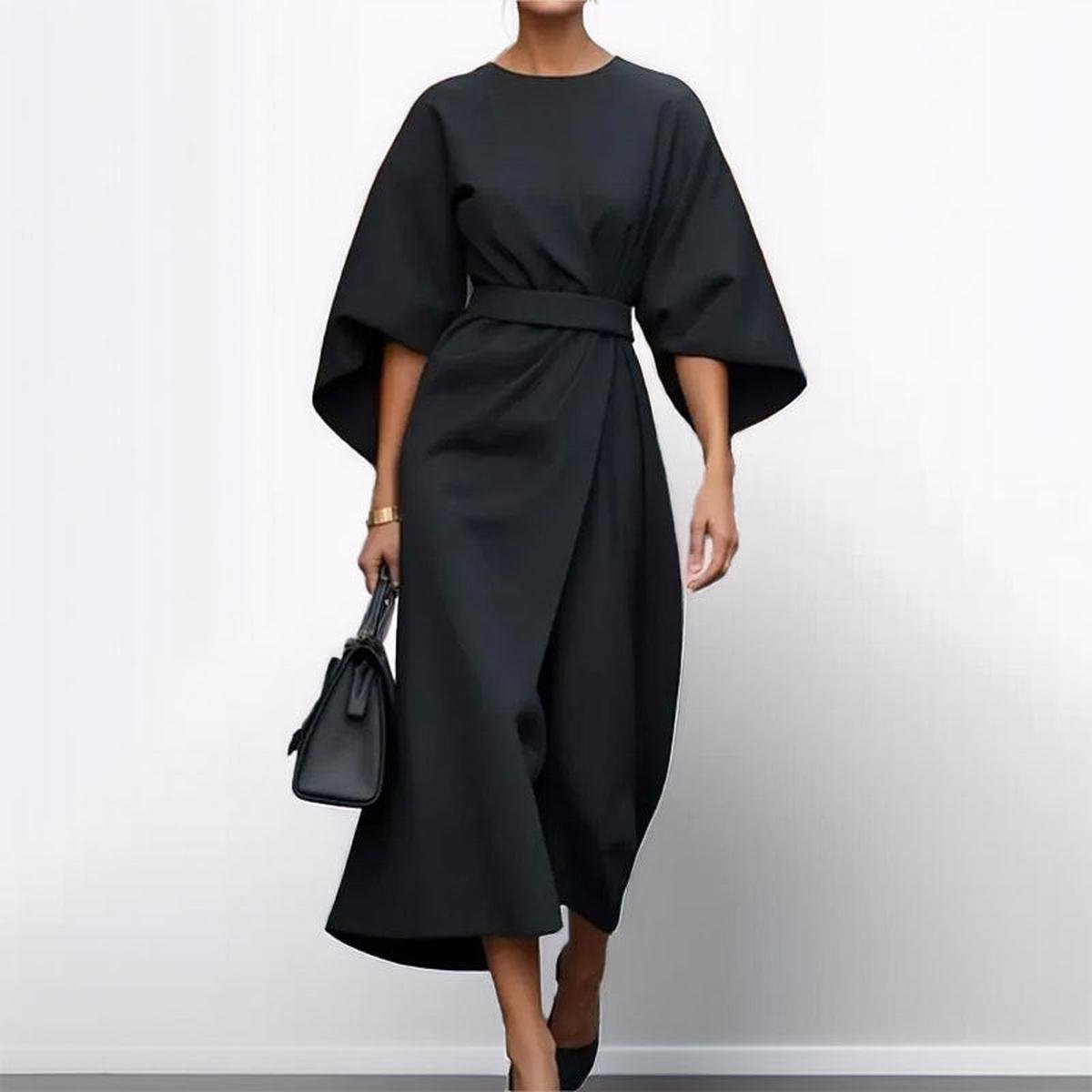 Robe Longue Élégante Manches Chauve-Souris