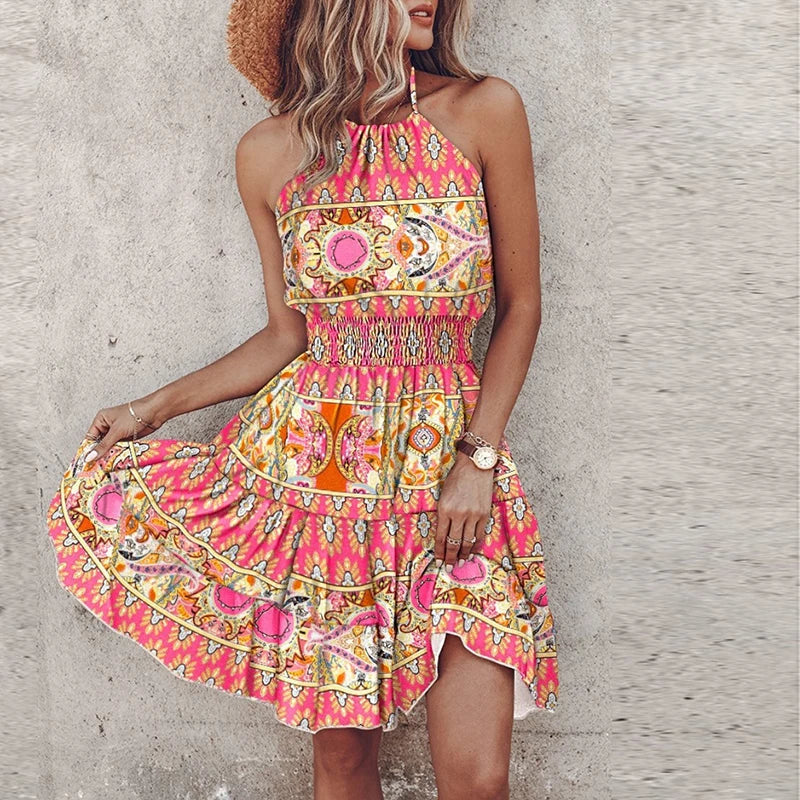 Marlowe - Robe Midi Bohème Colorée avec Décolleté en V