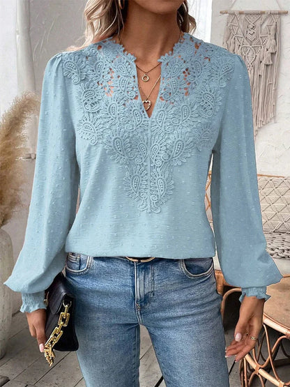 Sondra™ | Blouse en Dentelle de Luxe avec Décolleté en V
