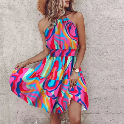 Marlowe - Robe Midi Bohème Colorée avec Décolleté en V
