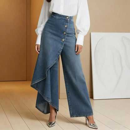 Pantalons en Denim à Jambes Larges Elara