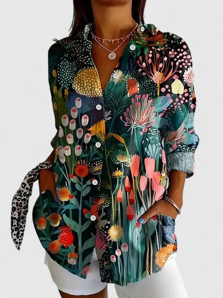 Anica - Blouse Artistique Vivace avec Boutons