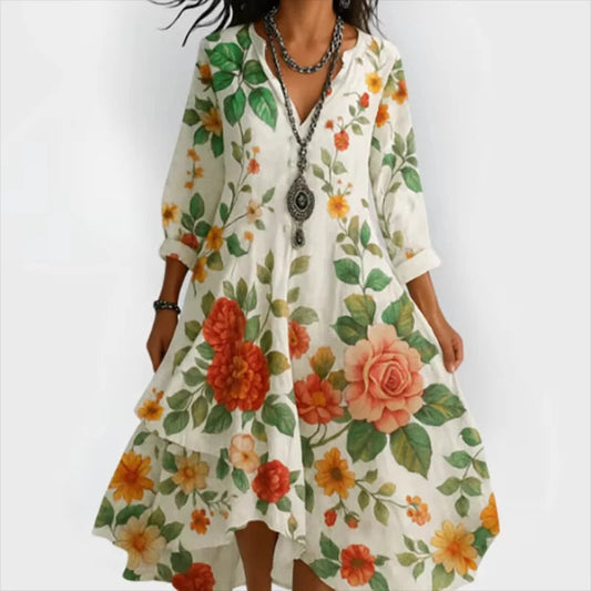 Shanae – Robe Midi Élégante avec Motif Floral