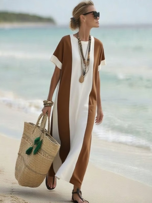 Robe de plage longue en lin