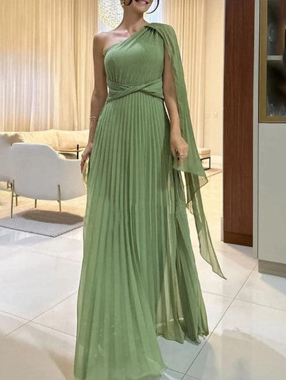 Dalila - Robe Maxi Plissée avec Épaules Dégagées
