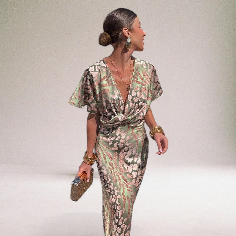 Teodora - Robe Maxi à Décolleté en V Glamour pour Femmes