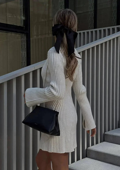 Faustine - Élégant Robe Mini en Tricot Côtelé