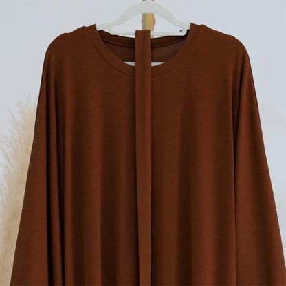 Ariane - Élégante Abaya en Tricot avec Ceinture et Poches Latérales