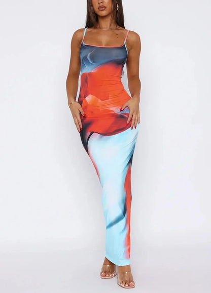 Ione - Robe Maxi Tube Imprimée Chic