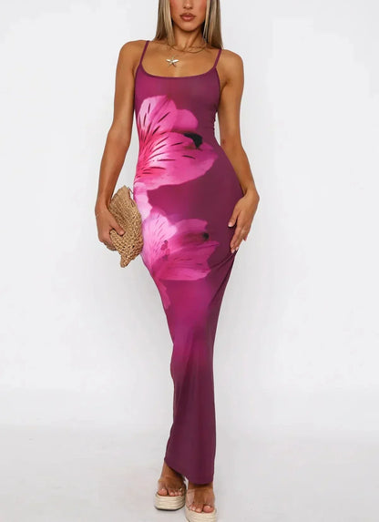 Ione - Robe Maxi Tube Imprimée Chic