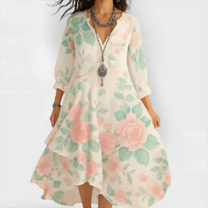 Shanae – Robe Midi Élégante avec Motif Floral
