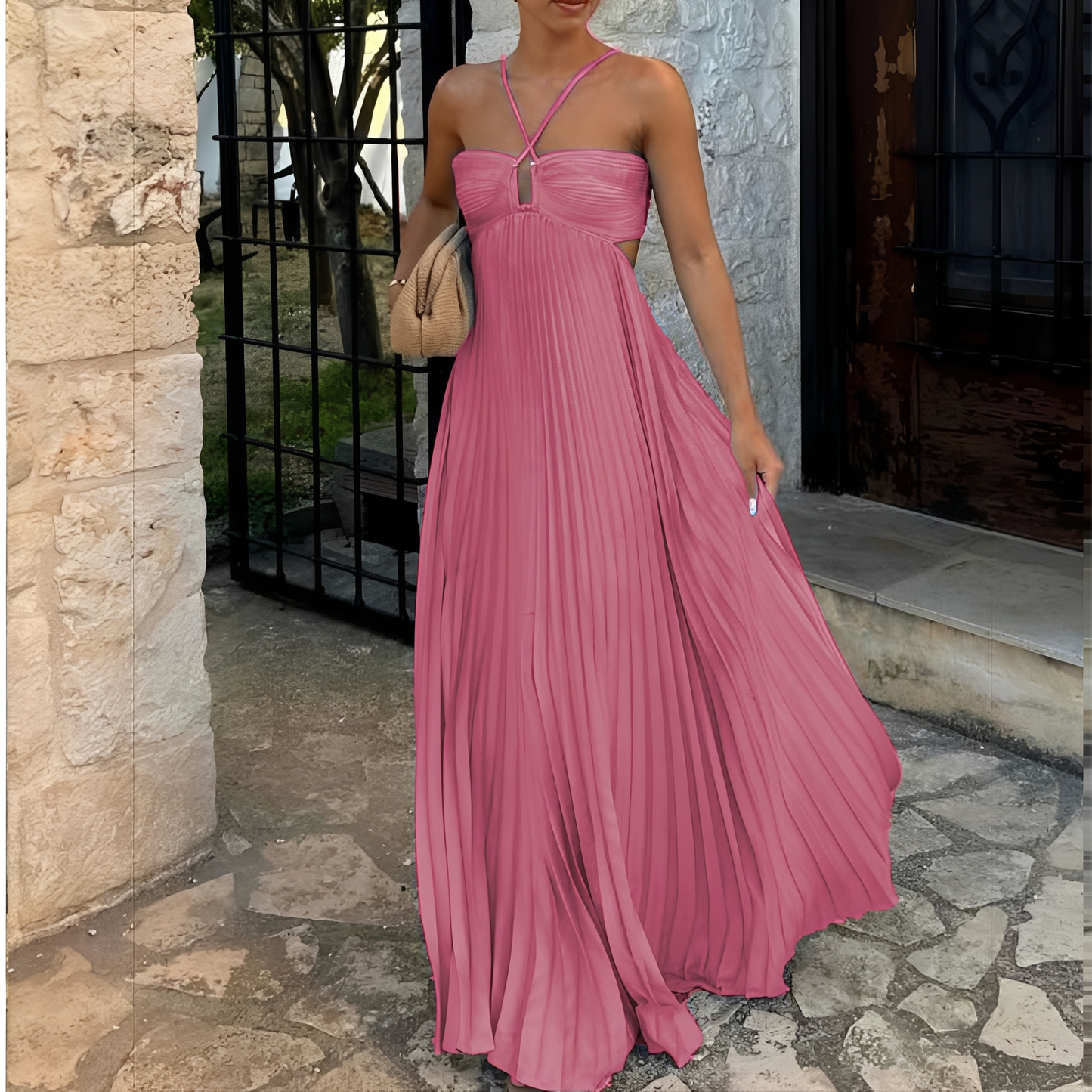 Marnie - Robe maxi élégante avec plis pour femmes