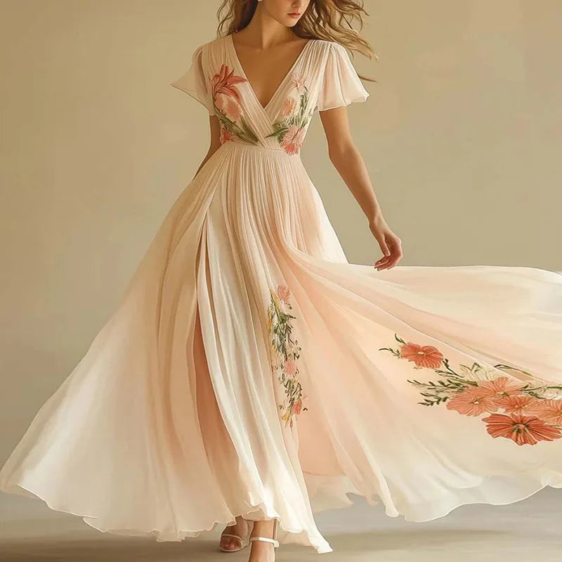 Rosa | Robes de soirée élégantes avec décolleté en V et taille haute