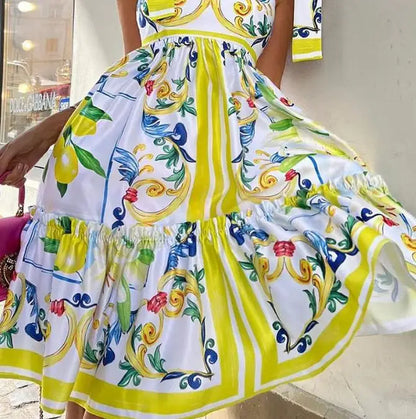 Robe Maxi Fleurie avec Lacets Serena