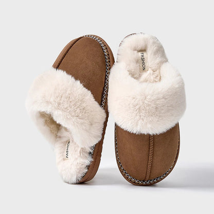 Chaussons d'Hiver en Velours Côtelé pour Femmes avec Doublure en Cuir Doux et Confort Chaleureux