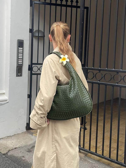Sac à Bandoulière Femme Grande Tressé avec Design Doux et Slouchy