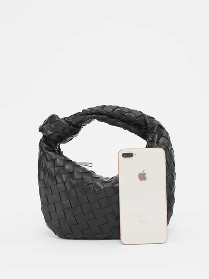 Sac à Main Tissé pour Femme avec Poignée Nouée et Forme Courbée