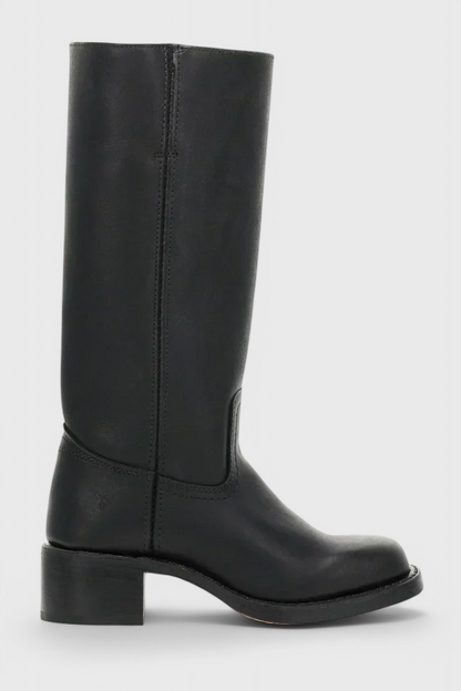 Bottes Femmes au Genou avec Talon Empilé et Bout Rond Classique