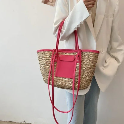 Torborg | Sac en paille élégant avec détails en cuir