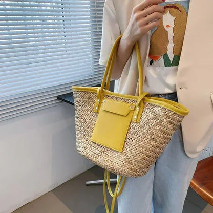 Torborg | Sac en paille élégant avec détails en cuir