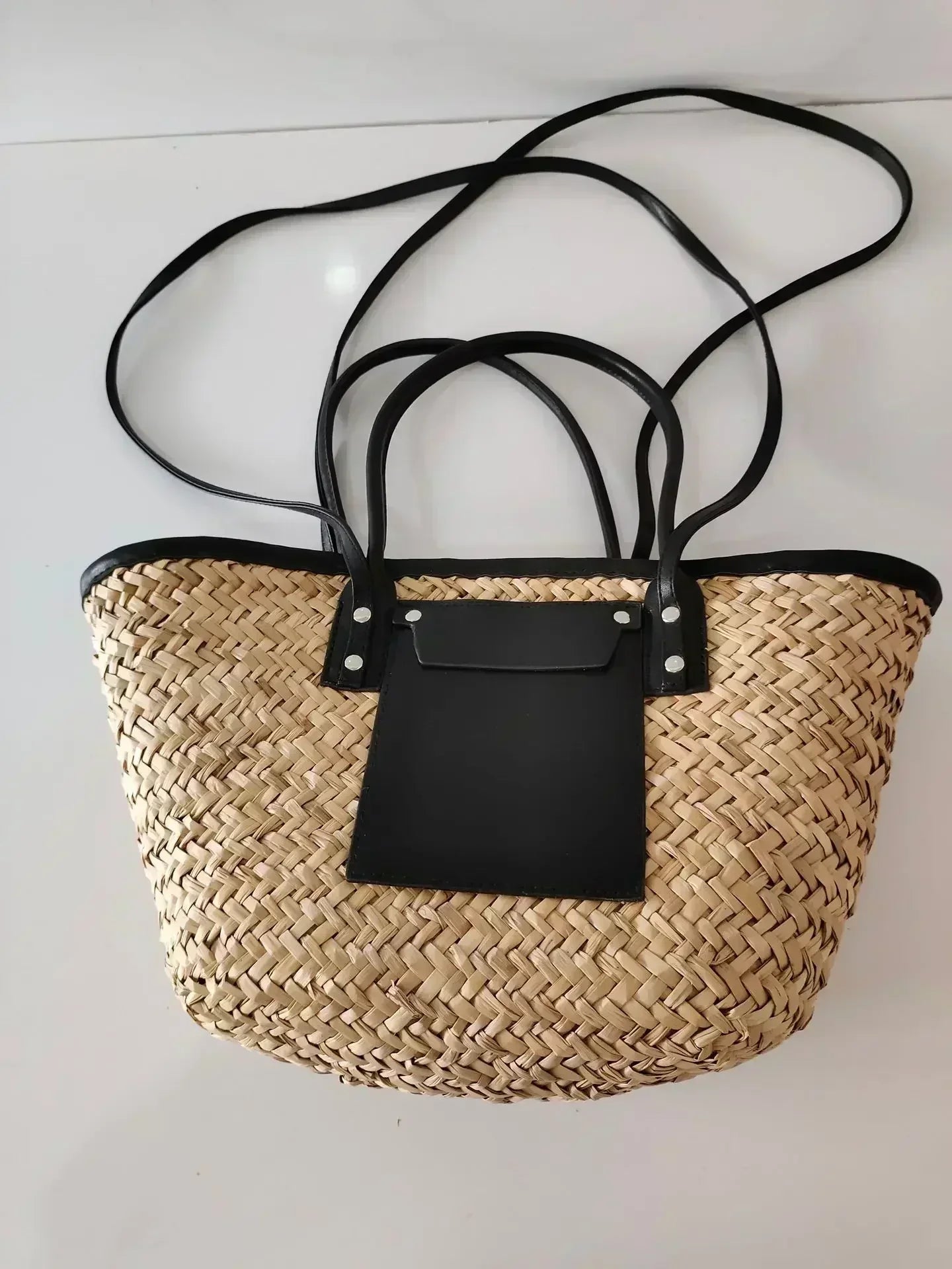 Torborg | Sac en paille élégant avec détails en cuir