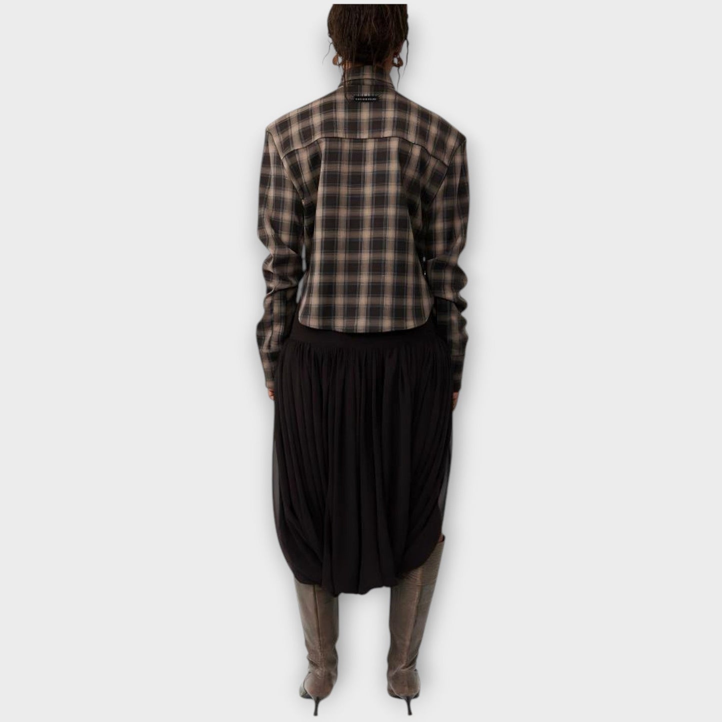 Blouse à Rayures avec Découpe et Jupe Drapée