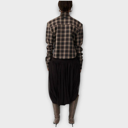 Blouse à Rayures avec Découpe et Jupe Drapée