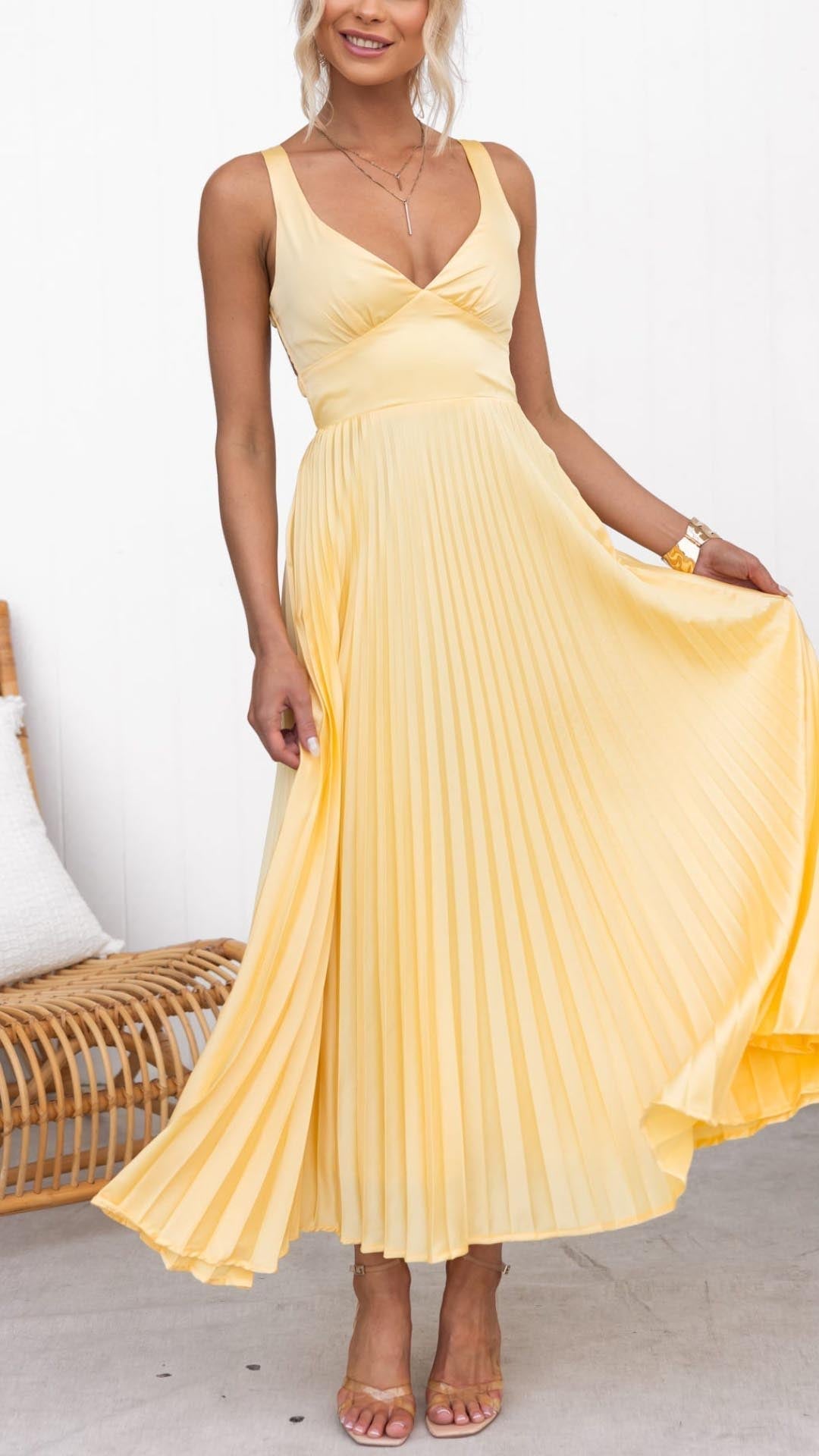 CERISE - ROBE MAXI PLISSÉE ÉLÉGANTE