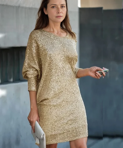 Robe À Paillettes col rond Soirée Pour Femme | Mini
