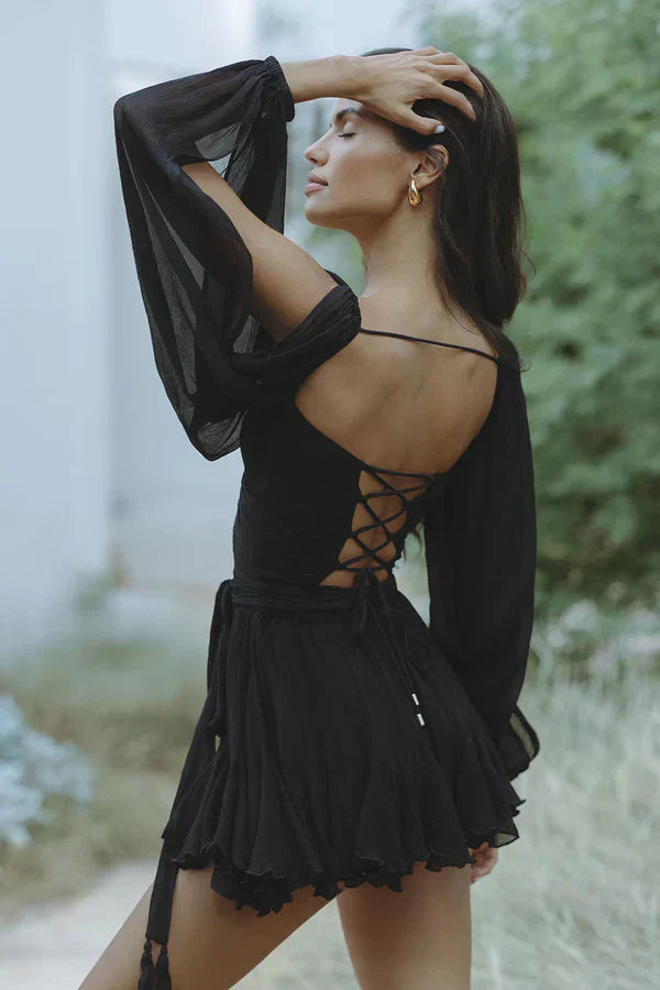 Layla | Robe Mini Ludique avec Manches Bouffantes