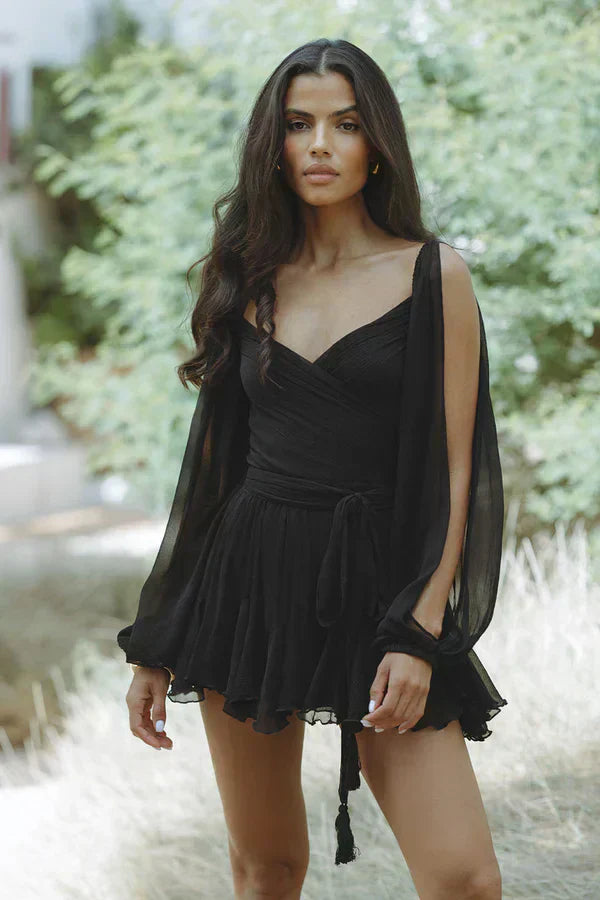 Layla | Robe Mini Ludique avec Manches Bouffantes