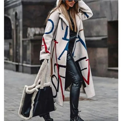 Manteau Long Femme avec Motifs de Designer Élégants