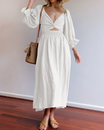 Ophelia - Robe Midi avec Manches Volantes