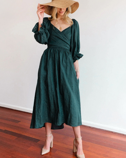 Ophelia - Robe Midi avec Manches Volantes