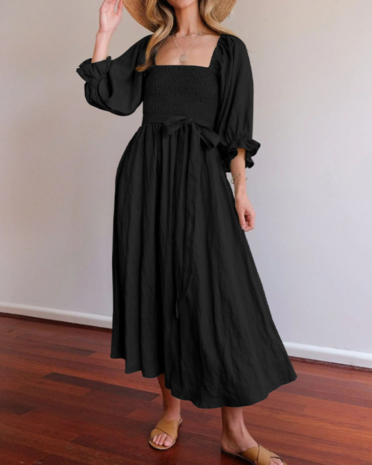 Ophelia - Robe Midi avec Manches Volantes