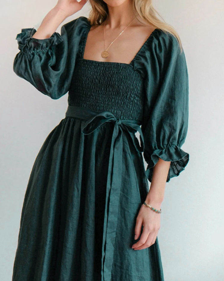 Ophelia - Robe Midi avec Manches Volantes