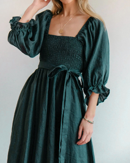 Ophelia - Robe Midi avec Manches Volantes
