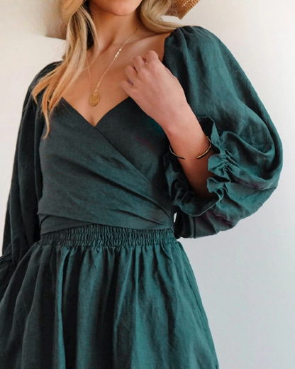 Ophelia - Robe Midi avec Manches Volantes