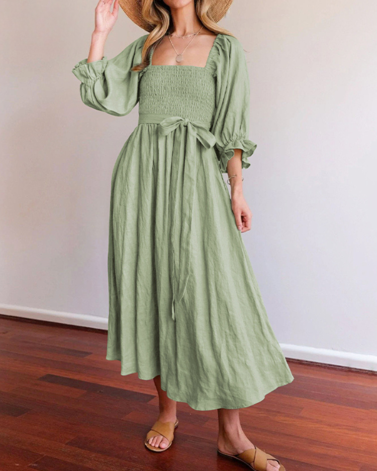 Ophelia - Robe Midi avec Manches Volantes