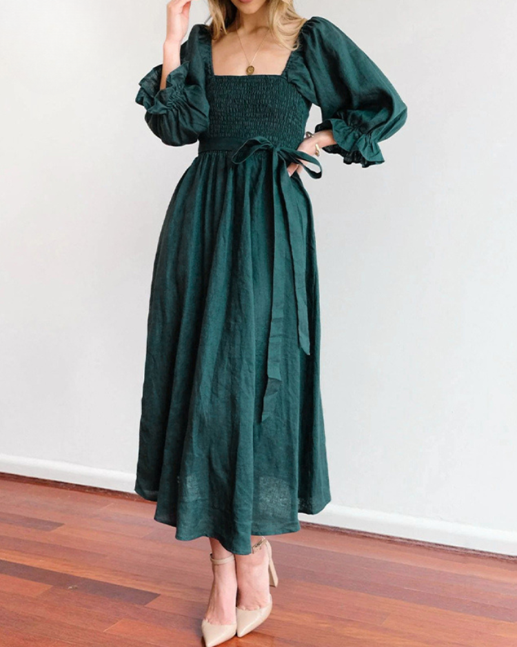 Ophelia - Robe Midi avec Manches Volantes