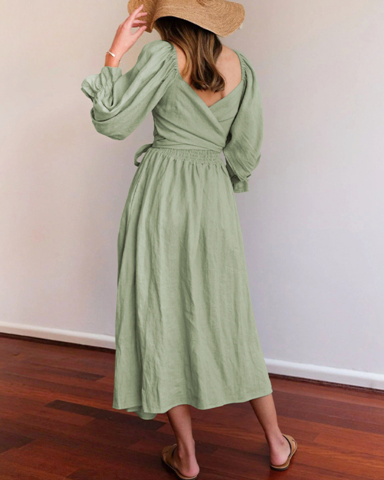 Ophelia - Robe Midi avec Manches Volantes