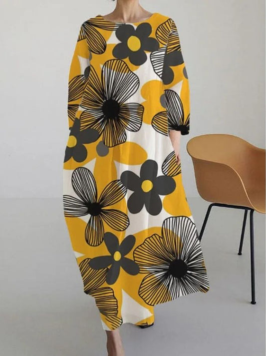 Vida - Robe Fleurie à Col Rond Douce et Chic