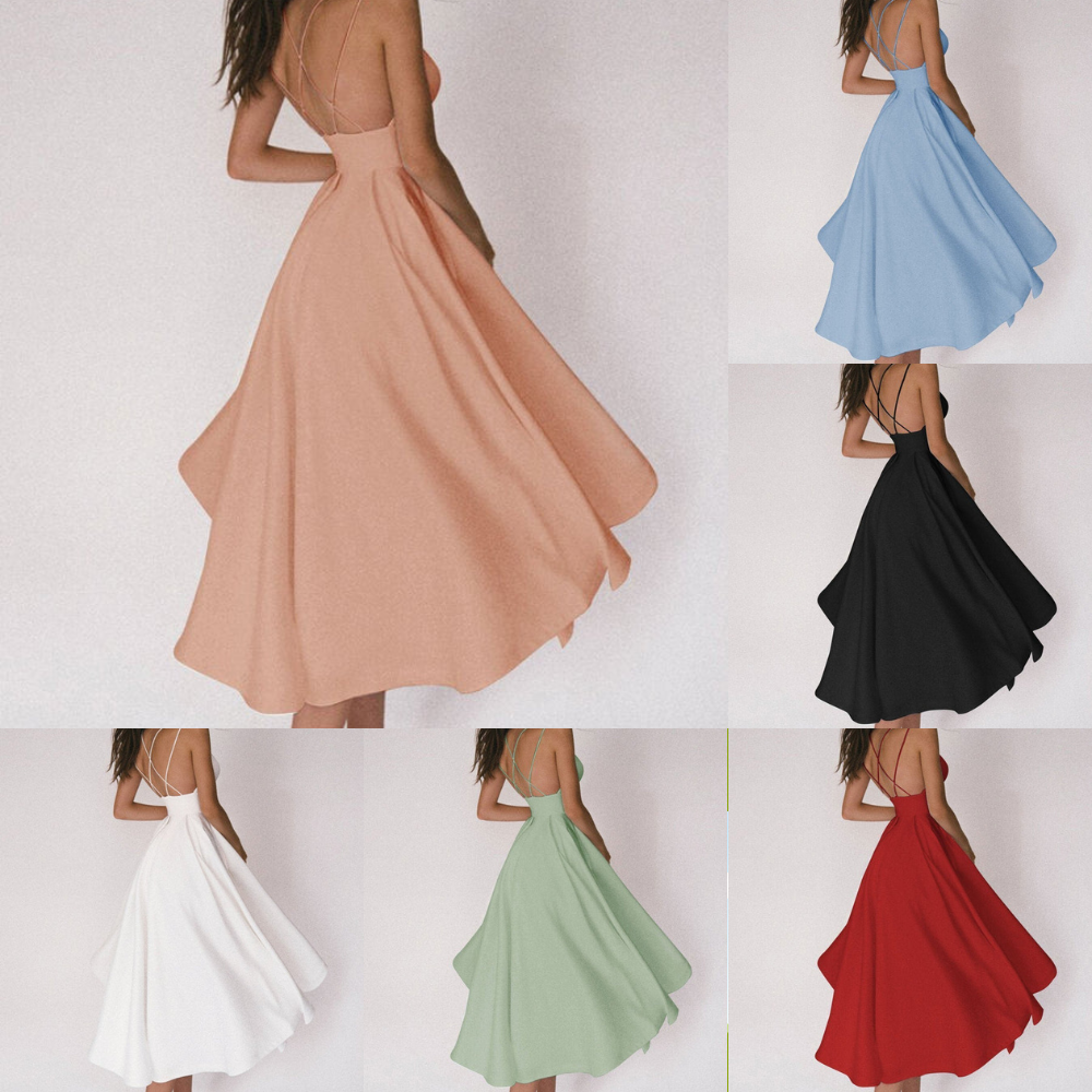 Gabriella - Robe satinée avec bretelles croisées